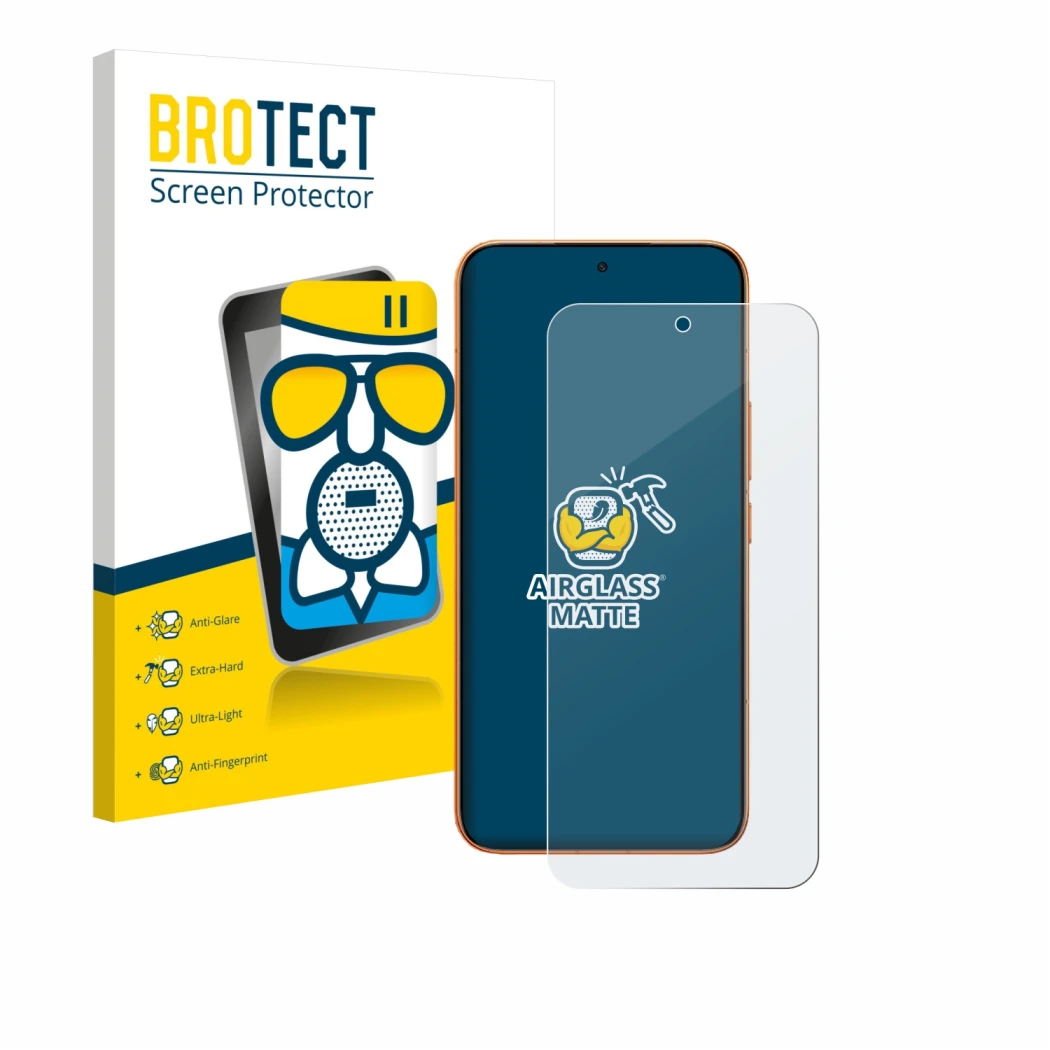 Front side of a product packaging with the brand logo BROTECT. Next to it is the device Xiaomi Redmi Turbo 5 Max shown with th