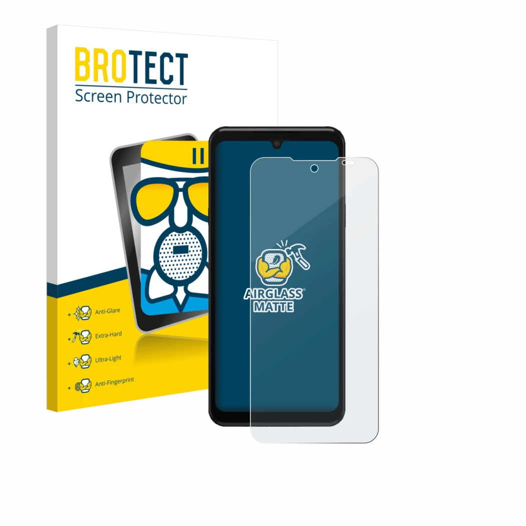 Front side of a product packaging with the brand logo BROTECT. Next to it is the device Sunmi M3 shown with the corresponding 