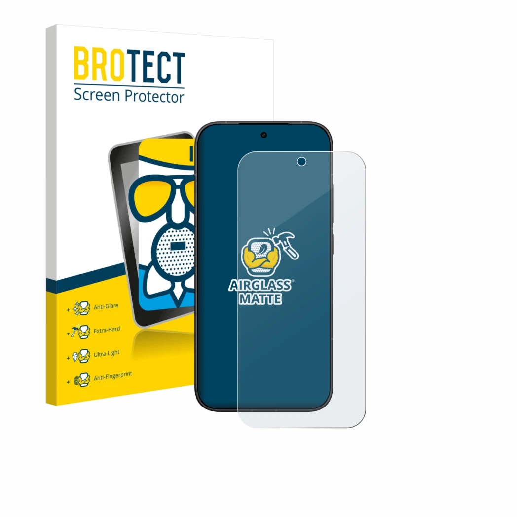 Front side of a product packaging with the brand logo BROTECT. Next to it is the device Xiaomi Poco X8 Pro shown with the corr