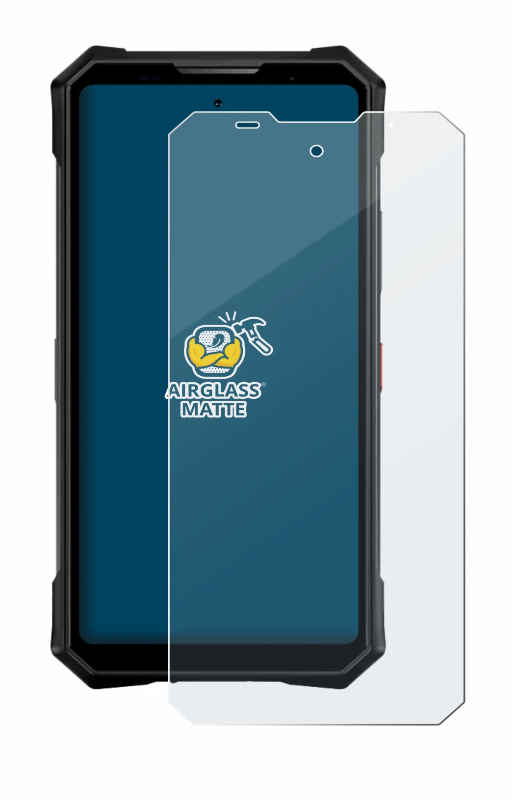 Image of the device Doogee V50 Pro with a wide variety of screen protectors.