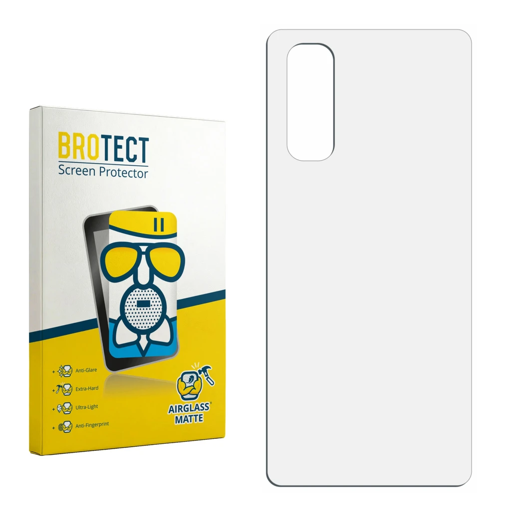 Front side of a product packaging with the brand logo BROTECT. Next to it is the corresponding screen protector.