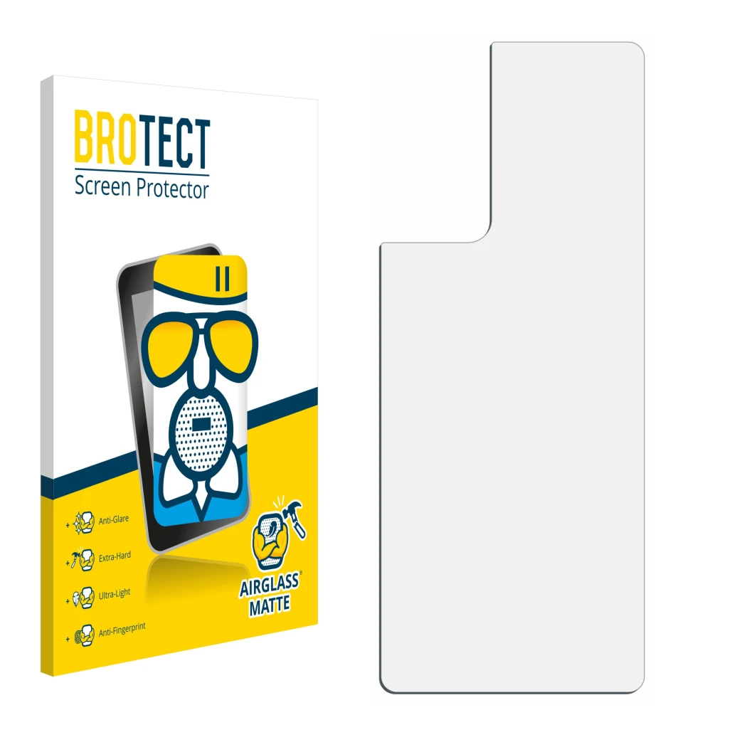 Front side of a product packaging with the brand logo BROTECT. Next to it is the corresponding screen protector.