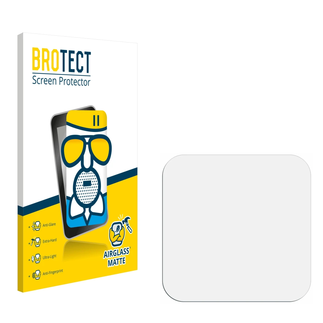 Front side of a product packaging with the brand logo BROTECT. Next to it is the corresponding screen protector.