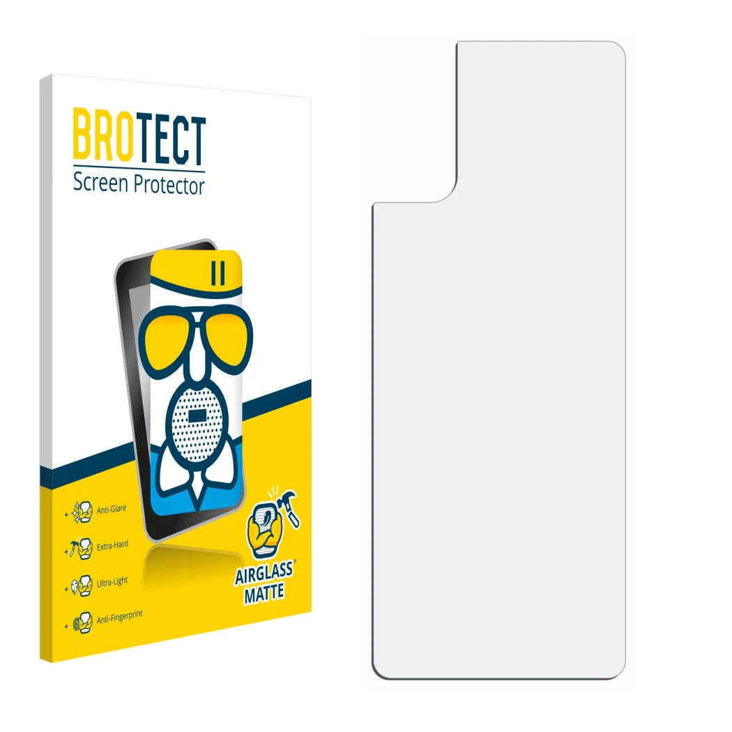Front side of a product packaging with the brand logo BROTECT. Next to it is the corresponding screen protector.