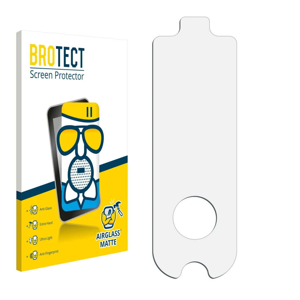 Front side of a product packaging with the brand logo BROTECT. Next to it is the corresponding screen protector.