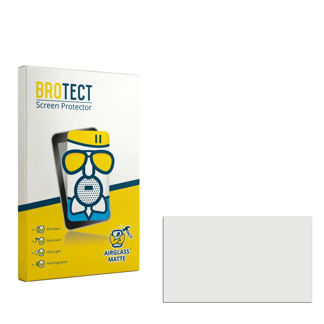 Front side of a product packaging with the brand logo BROTECT. Next to it is the corresponding screen protector.