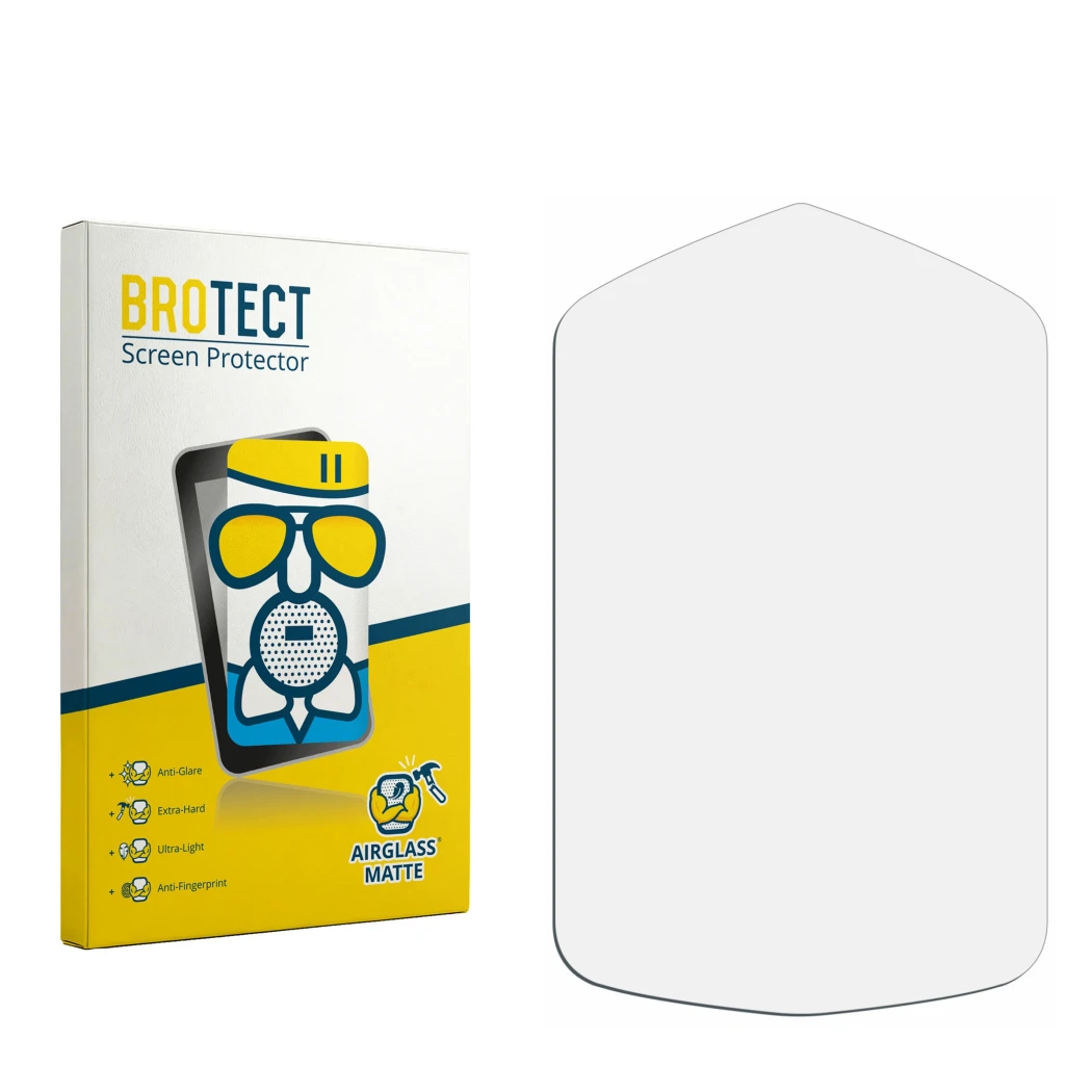 Front side of a product packaging with the brand logo BROTECT. Next to it is the corresponding screen protector.