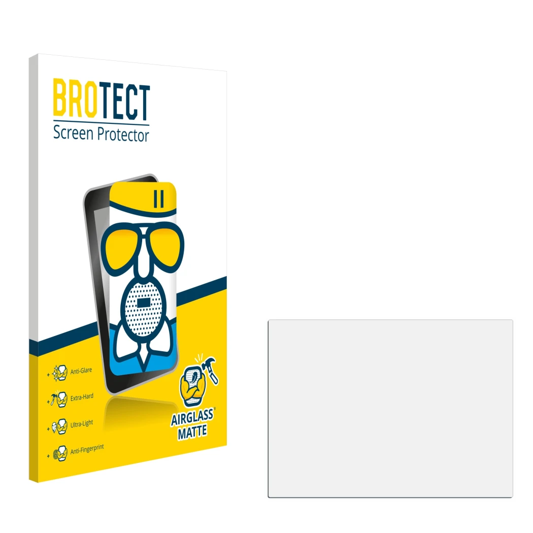 Front side of a product packaging with the brand logo BROTECT. Next to it is the corresponding screen protector.