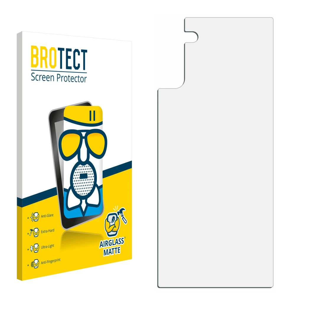 Front side of a product packaging with the brand logo BROTECT. Next to it is the corresponding screen protector.