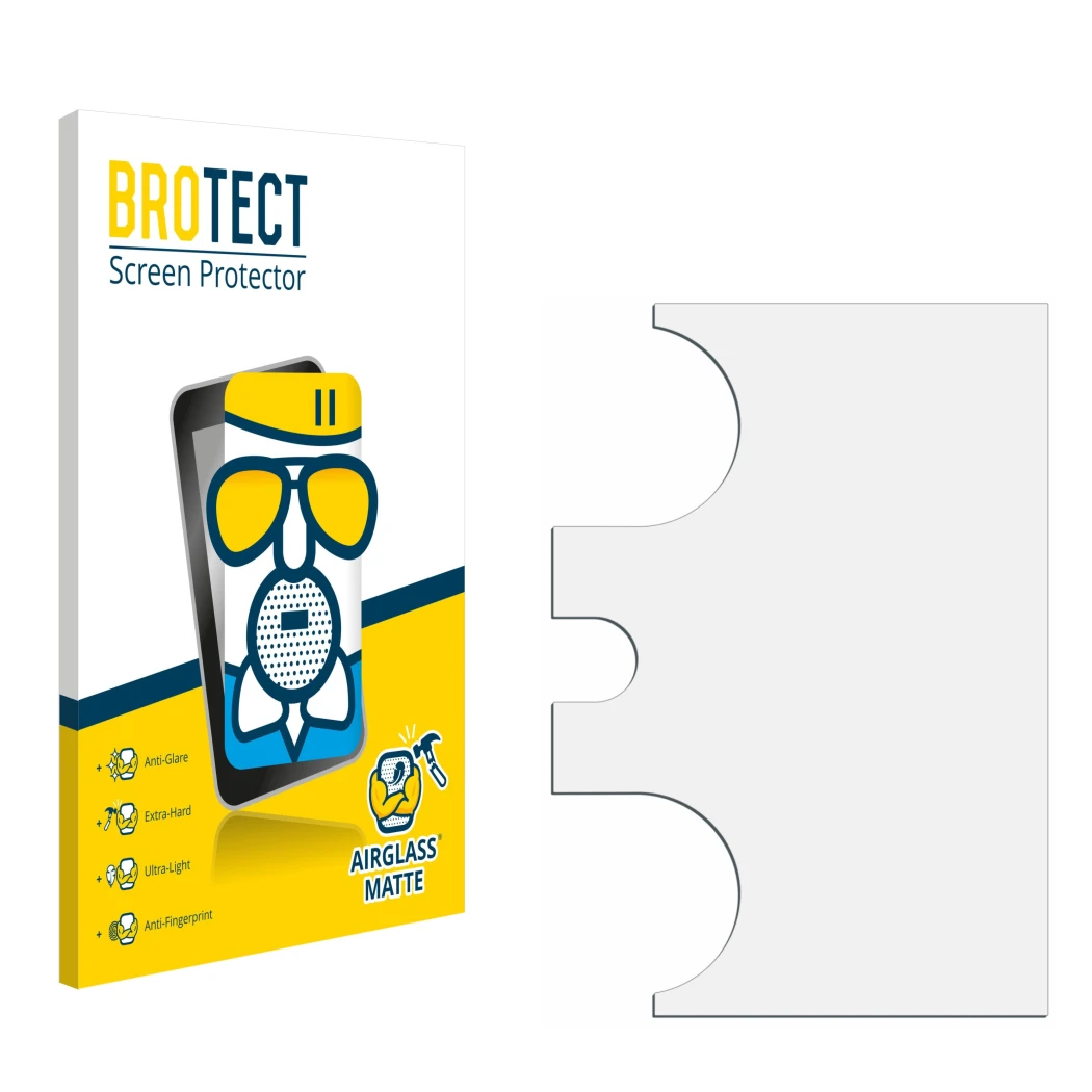 Front side of a product packaging with the brand logo BROTECT. Next to it is the corresponding screen protector.