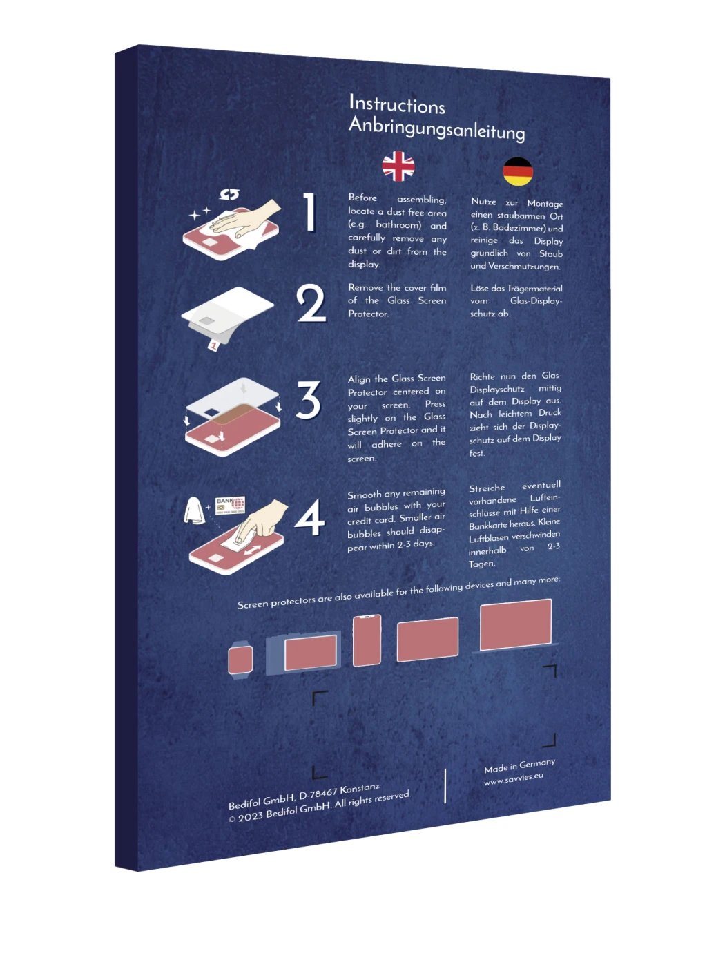 Back side of a product packaging with the brand logo Savvies