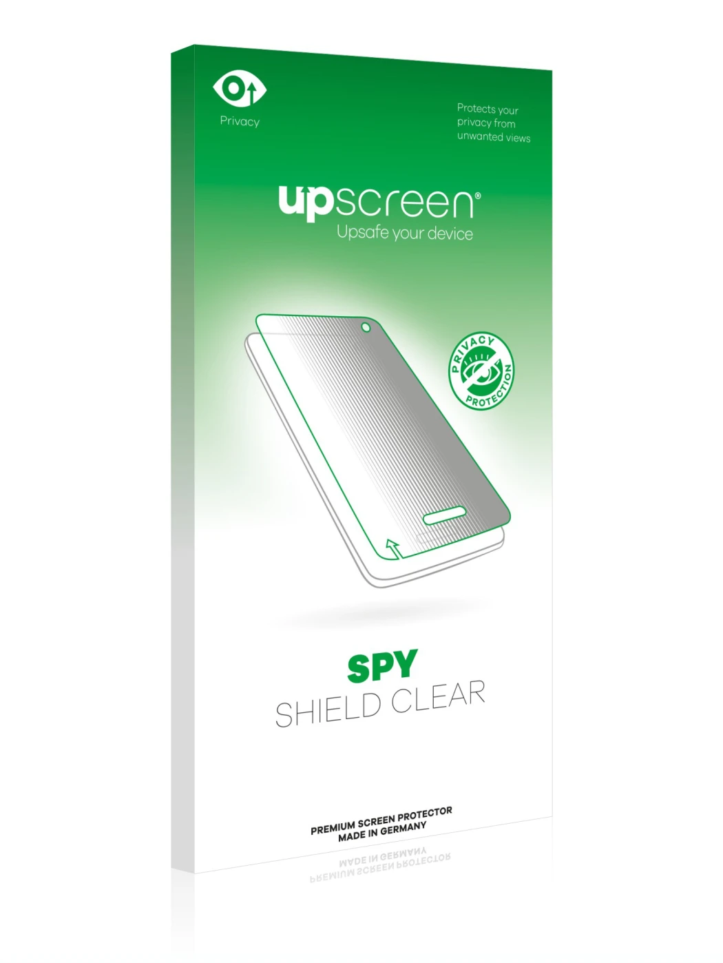 Front side of a product packaging with the brand logo upscreen