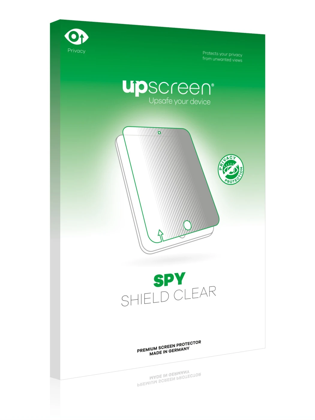 Front side of a product packaging with the brand logo upscreen