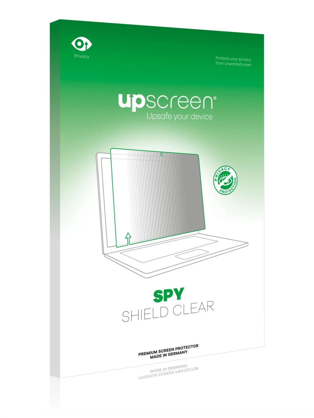 Front side of a product packaging with the brand logo upscreen