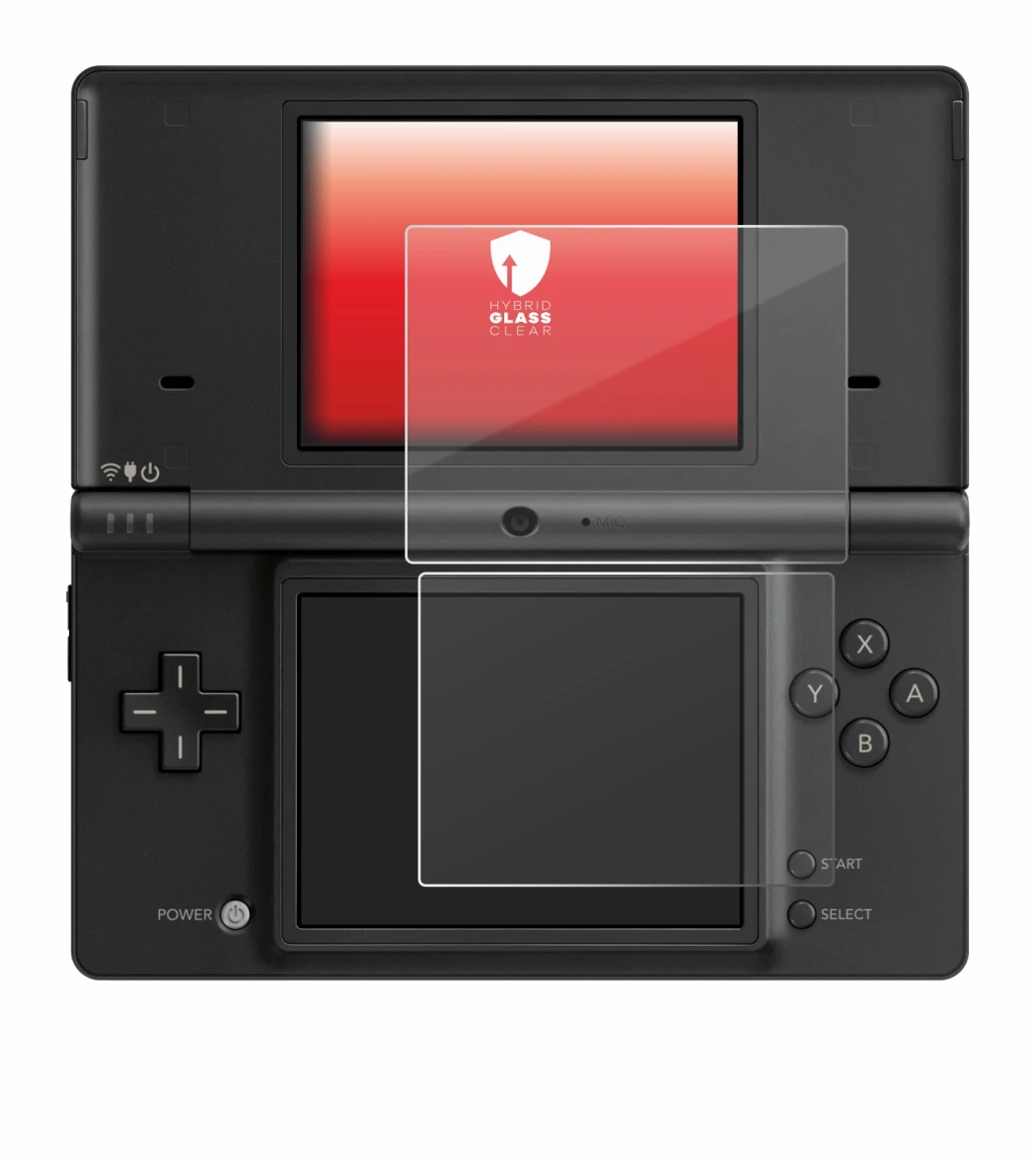 Image of the device Nintendo DSi with a wide variety of screen protectors.