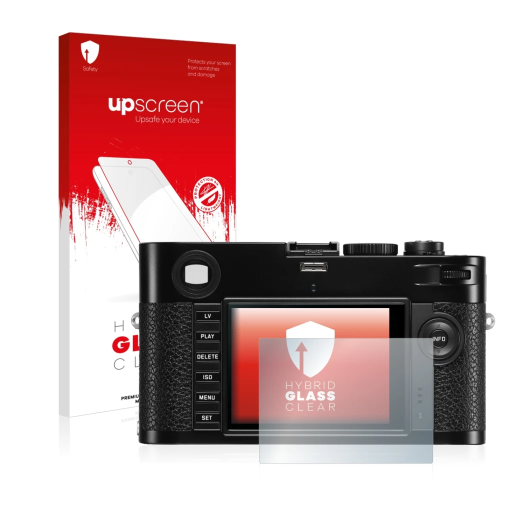 Front side of a product packaging with the brand logo upscreen. Next to it is the device Leica M (Typ 240) shown with the corr