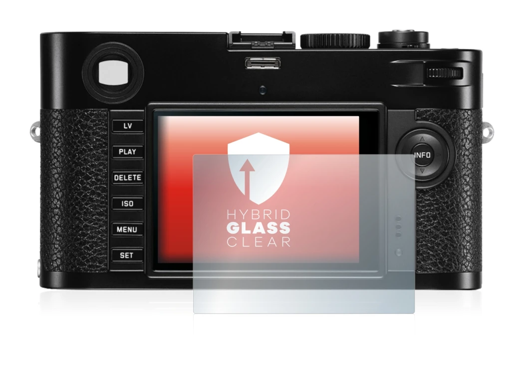 Image of the device Leica M (Typ 240) with a wide variety of screen protectors.