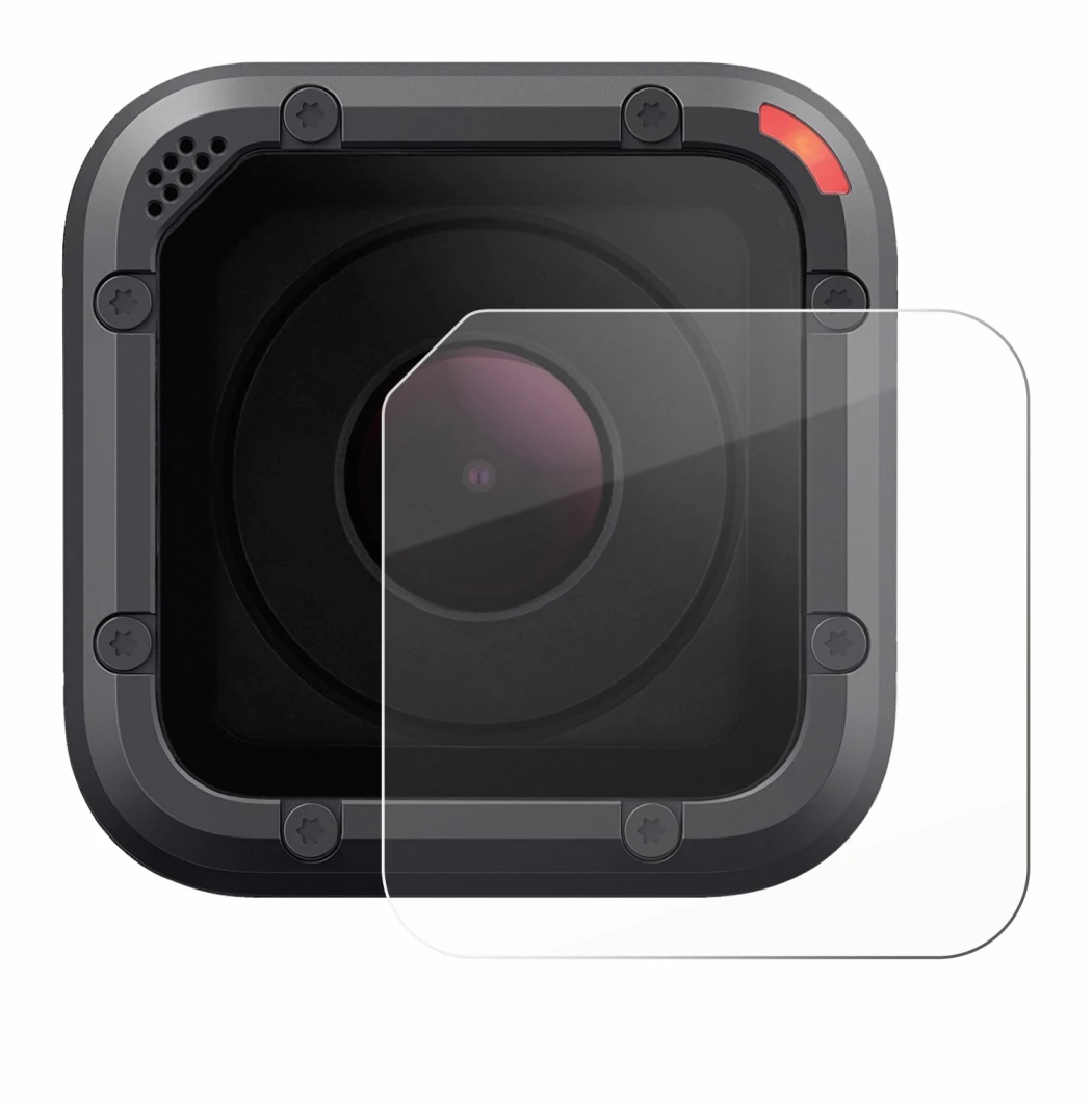 Image of the device GoPro Hero 5 Session Lens (housing) with a wide variety of screen protectors.