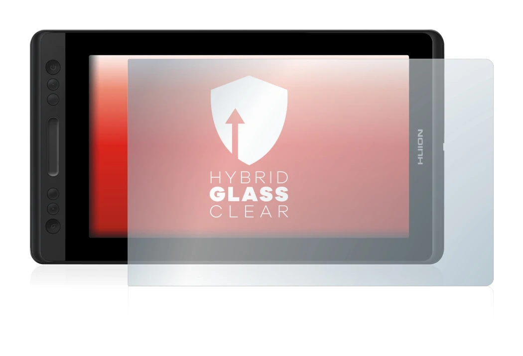 Image of the device Huion Kamvas Pro 13 with a wide variety of screen protectors.