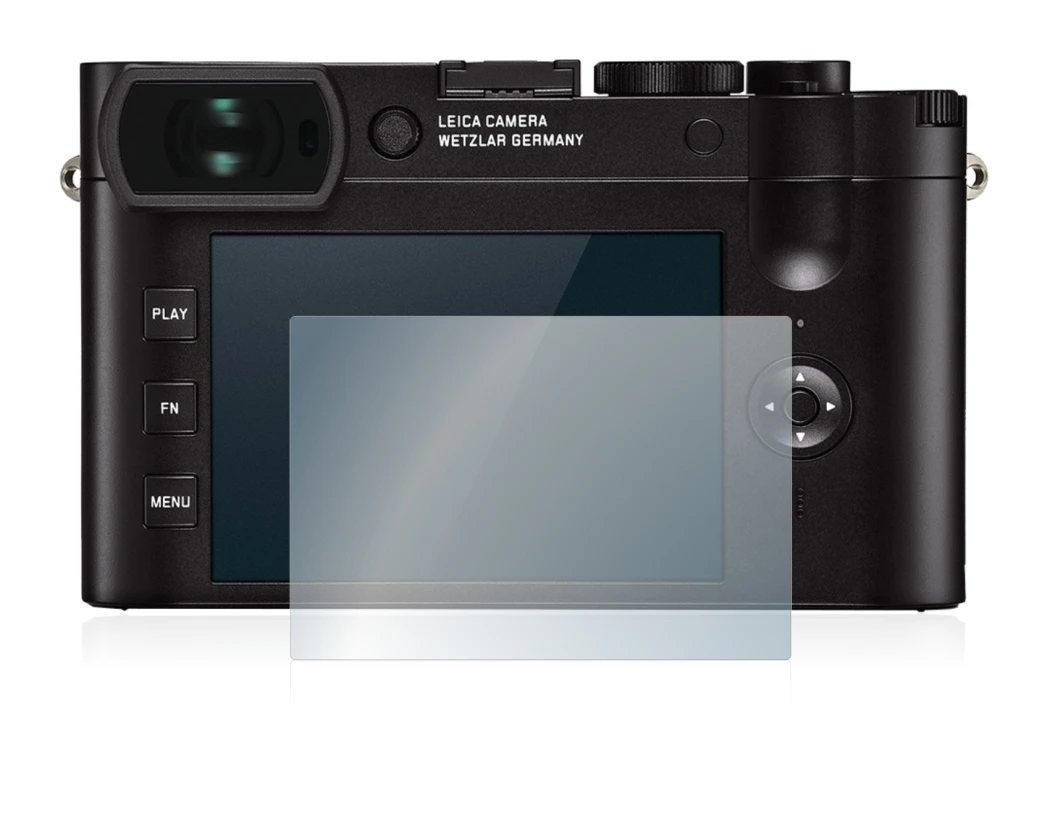 Image of the device Leica Q2 with a wide variety of screen protectors.