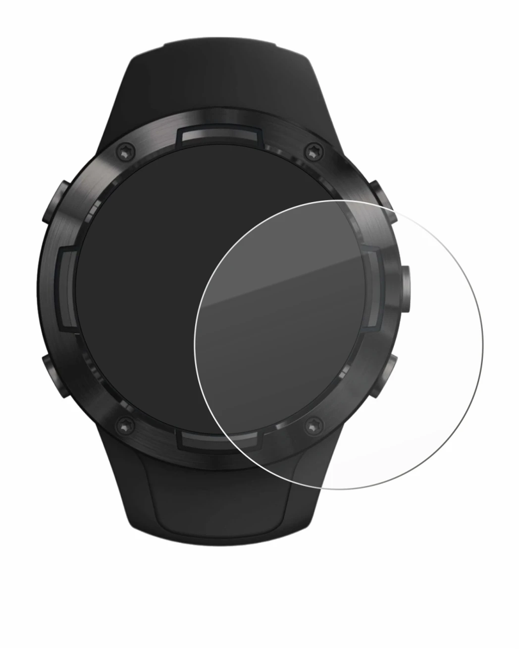Image of the device Suunto 5 with a wide variety of screen protectors.