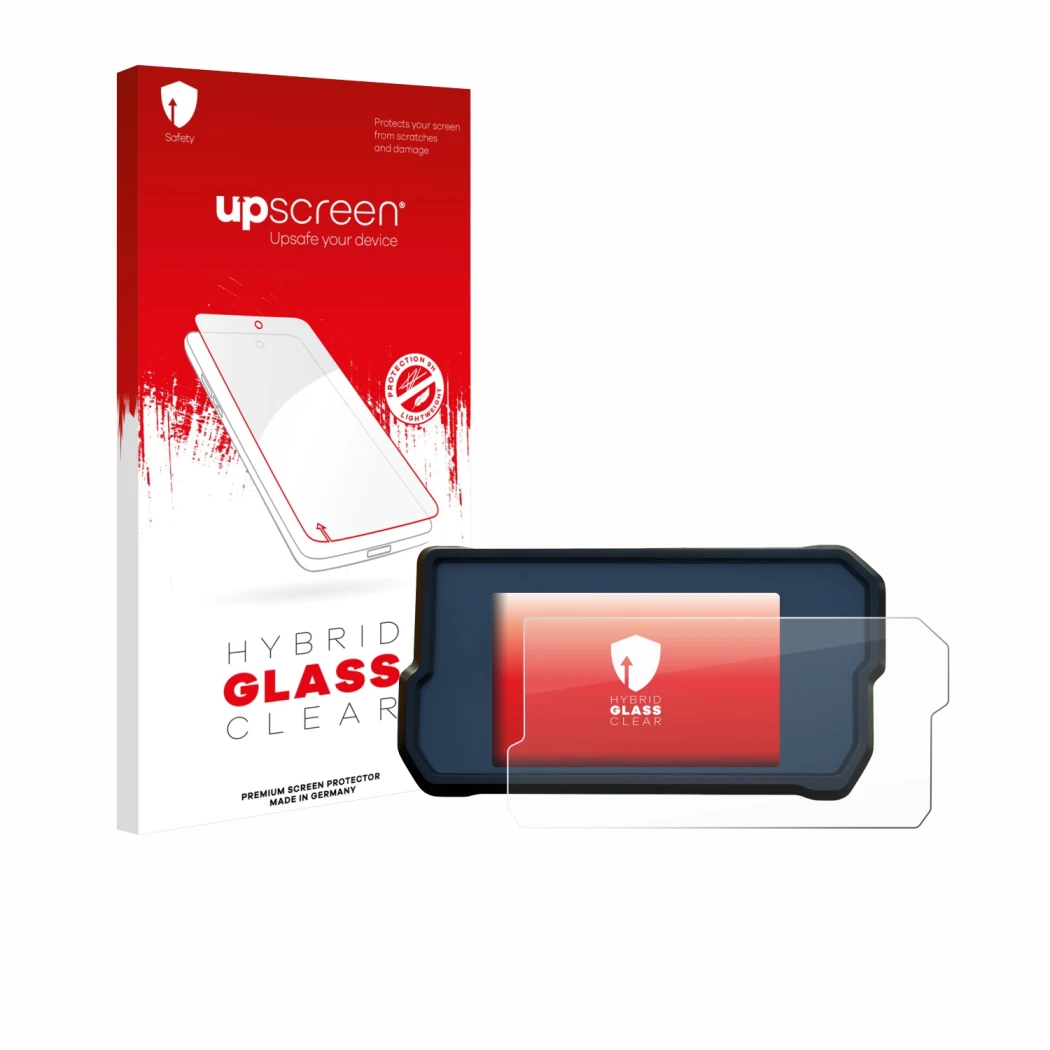 Front side of a product packaging with the brand logo upscreen. Next to it is the device KTM 790 Adventure 2019+ shown with th