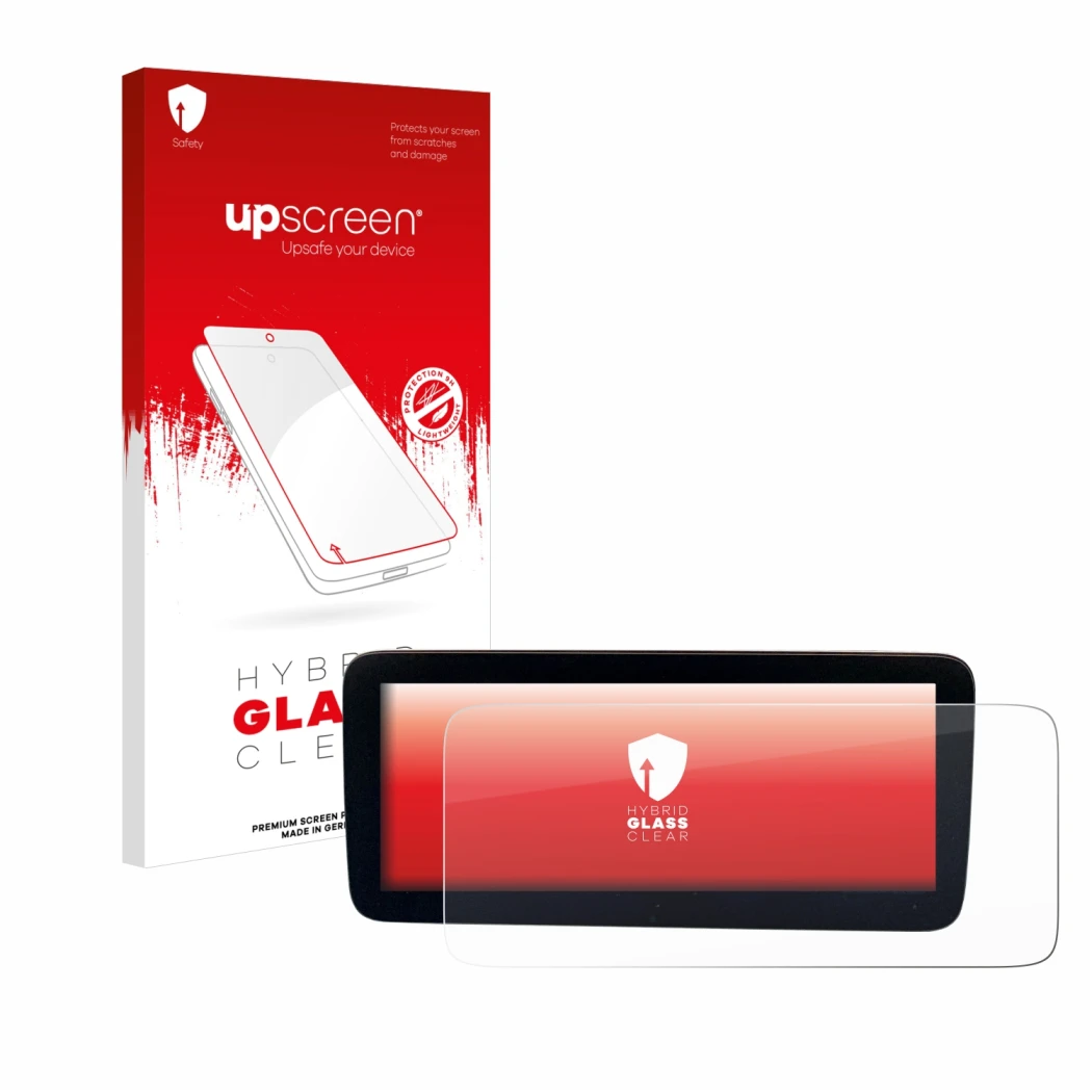 Front side of a product packaging with the brand logo upscreen. Next to it is the device Mercedes-Benz Actros 2019 Cockpit 12