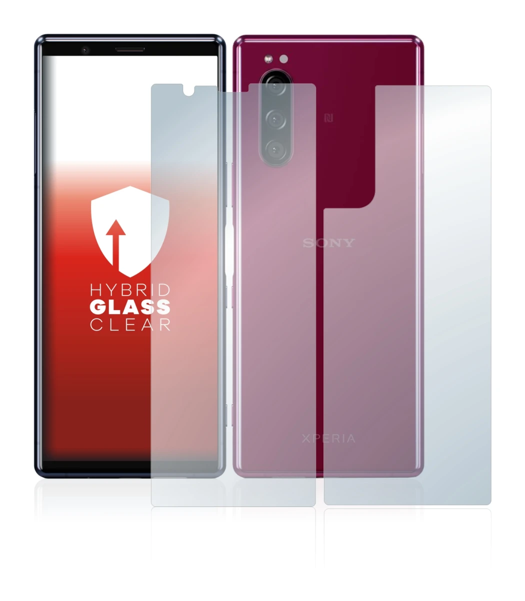 Image of the device Sony Xperia 5 (Front+Back) with a wide variety of screen protectors.