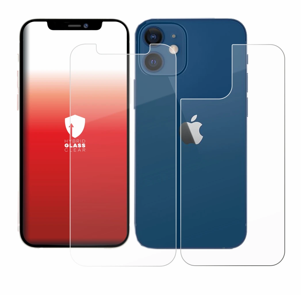 Image of the device Apple iPhone 12 (Front+Back) with a wide variety of screen protectors.