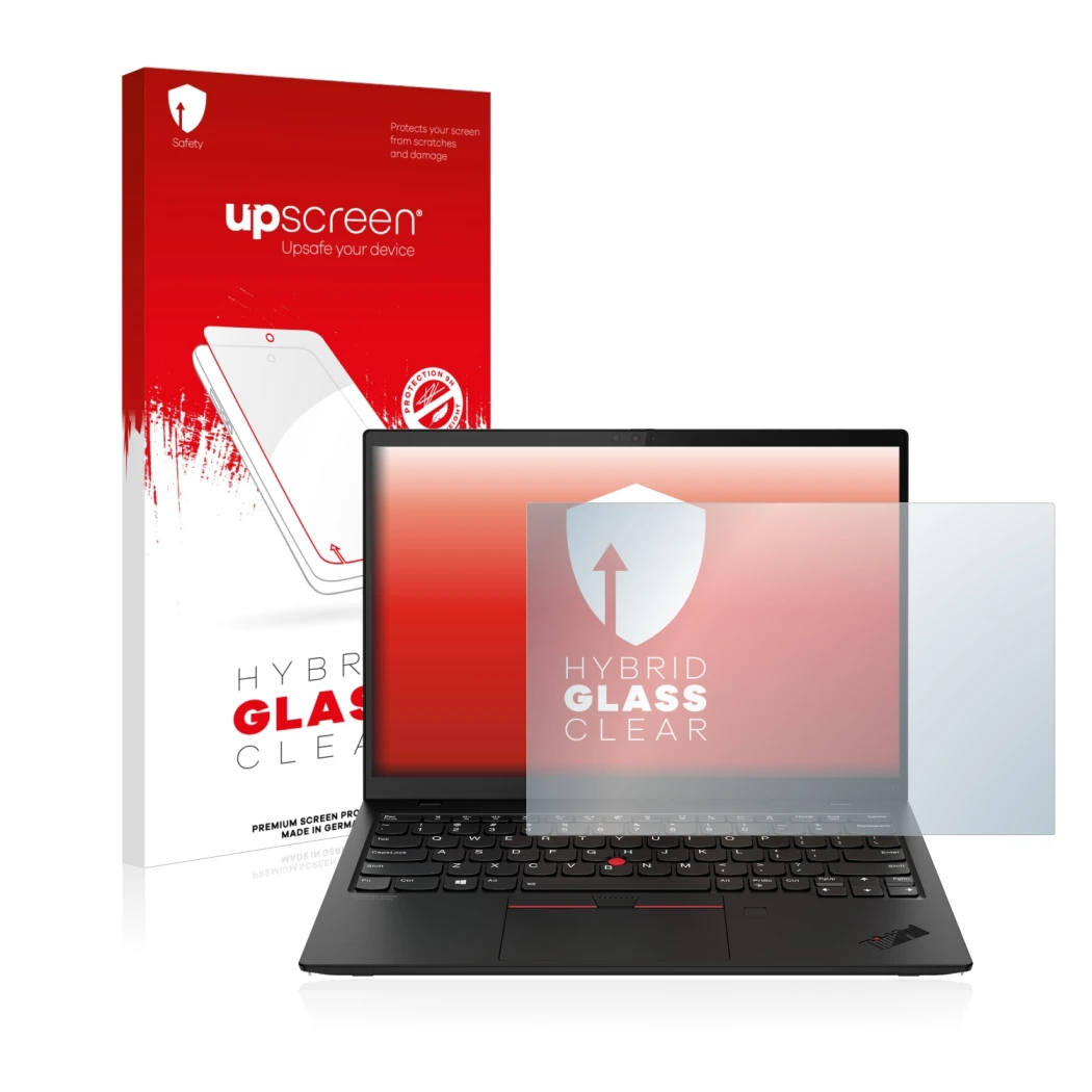 Front side of a product packaging with the brand logo upscreen. Next to it is the device Lenovo ThinkPad X1 Nano shown with th