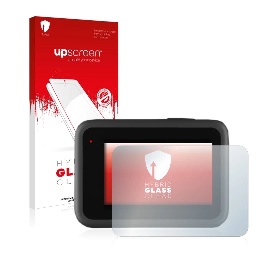 Front side of a product packaging with the brand logo upscreen. Next to it is the device GoPro Hero 9 Black shown with the cor