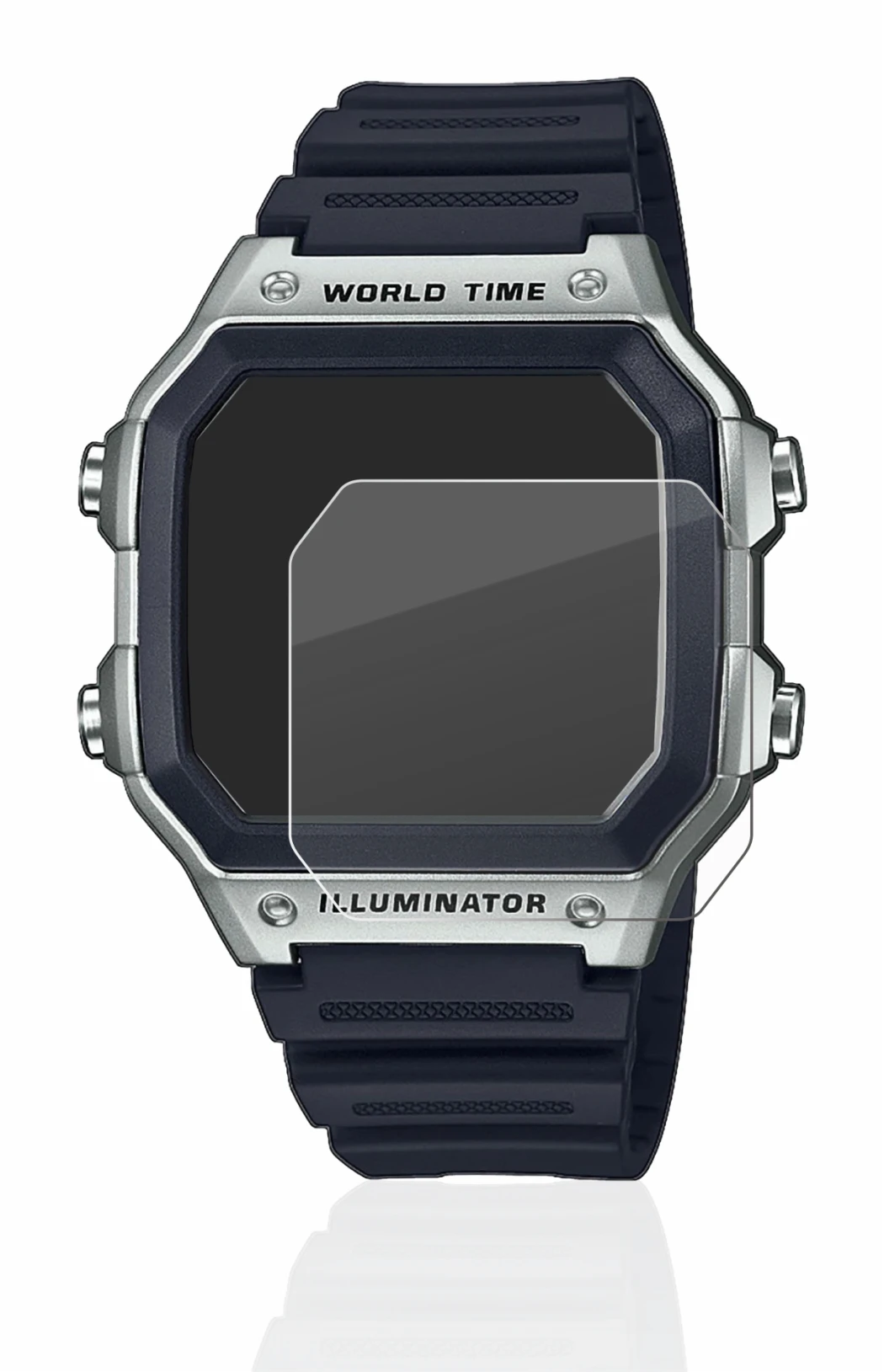Image of the device Casio AE-1200WH with a wide variety of screen protectors.
