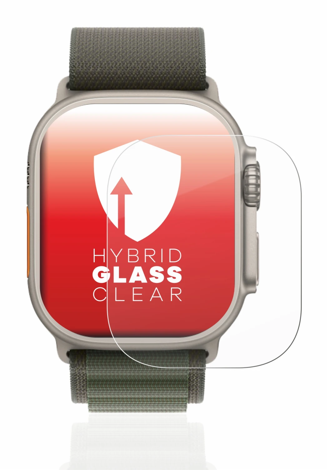 Image of the device Apple Watch Ultra (49 mm) with a wide variety of screen protectors.