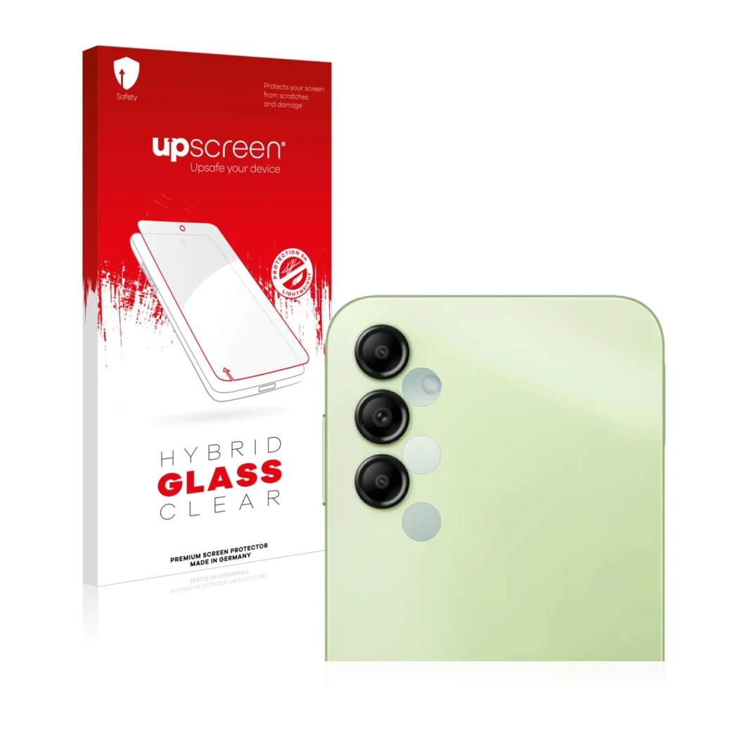 Front side of a product packaging with the brand logo upscreen. Next to it is the device Samsung Galaxy A14 5G (ONLY Camera Le