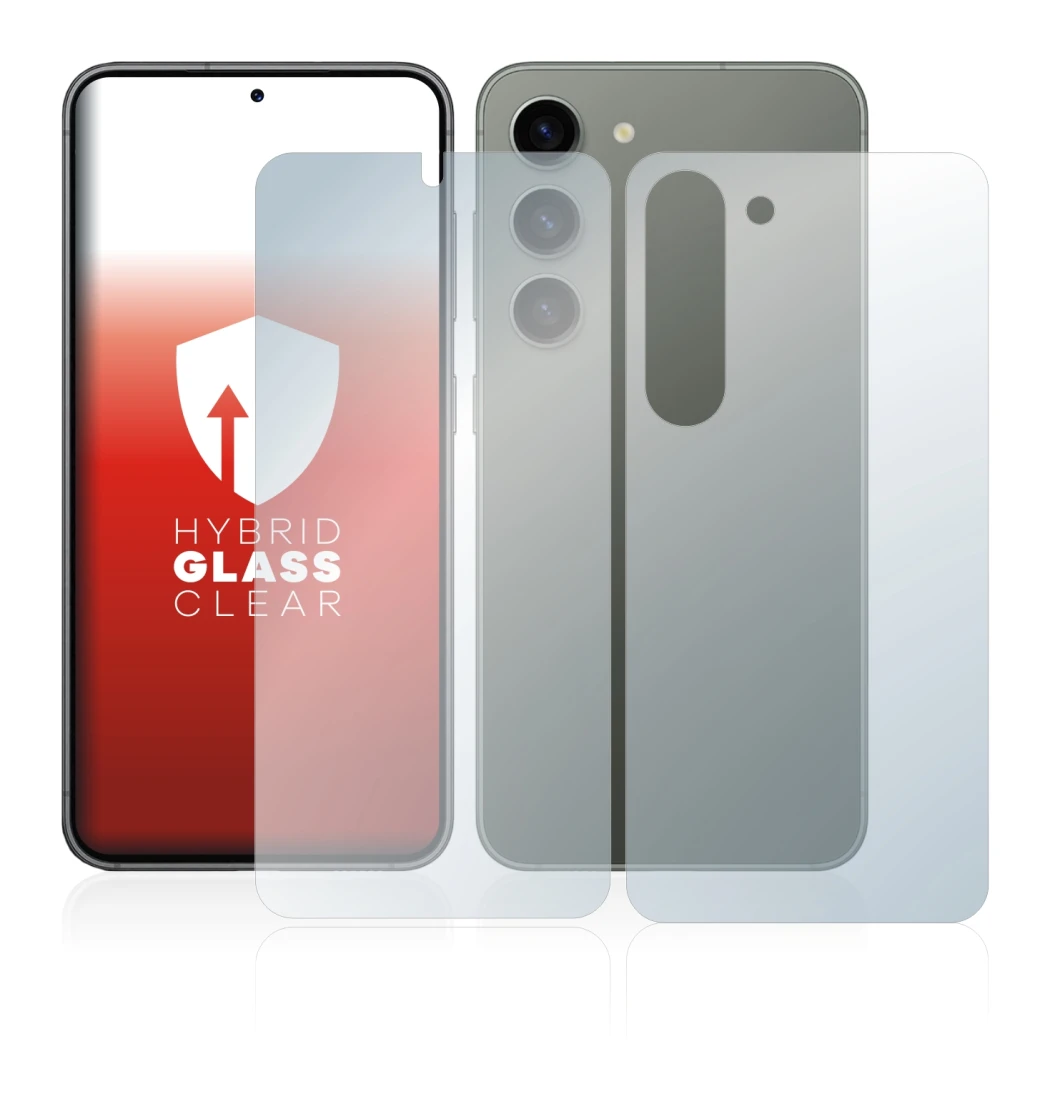 Image of the device Samsung Galaxy S23 (Front+Back) with a wide variety of screen protectors.