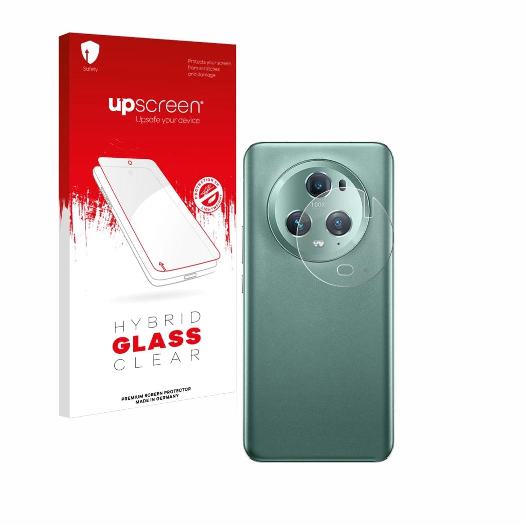 Front side of a product packaging with the brand logo upscreen. Next to it is the device Honor Magic 5 Pro (ONLY Camera Lens) 