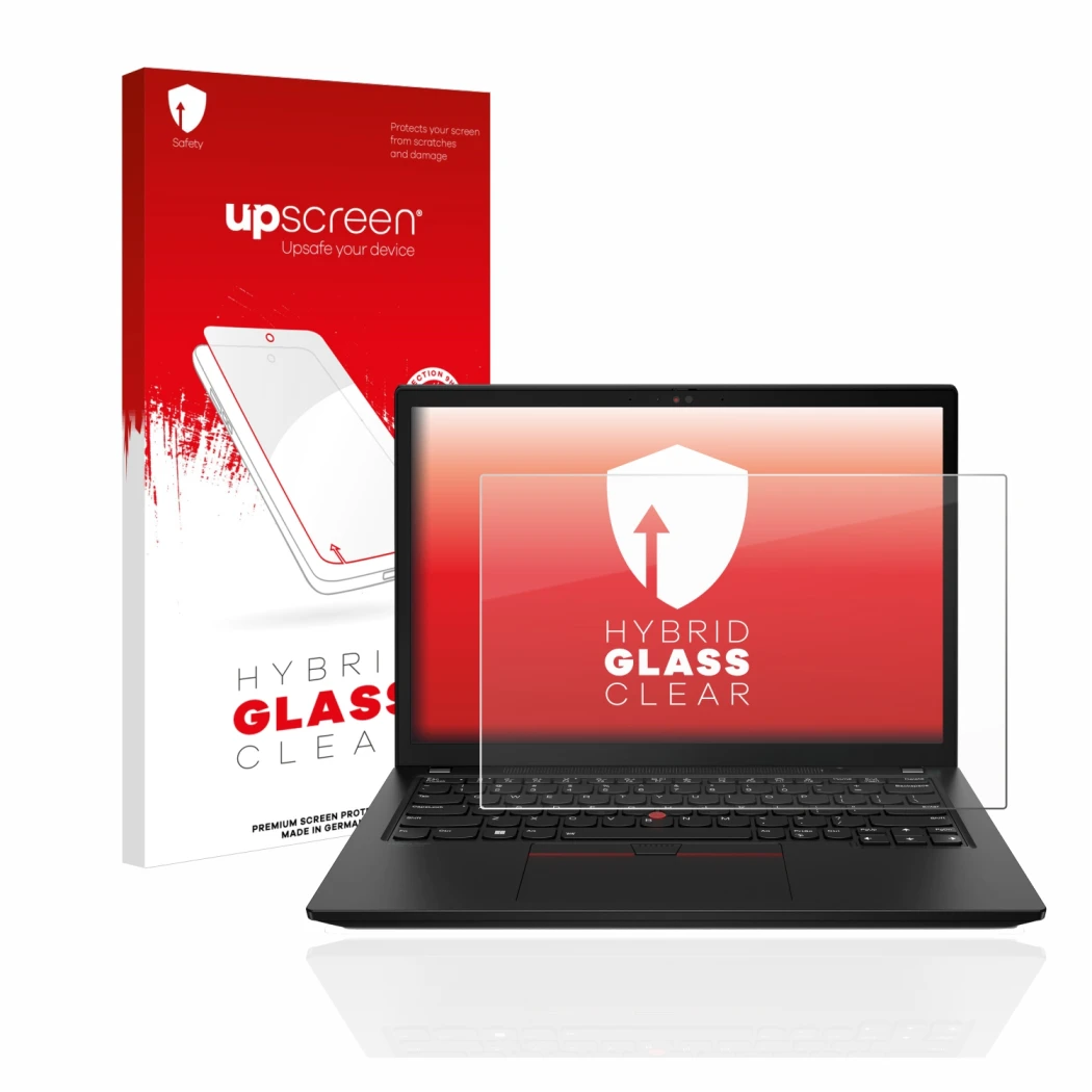 Front side of a product packaging with the brand logo upscreen. Next to it is the device Lenovo ThinkPad X13 Gen 3 shown with 