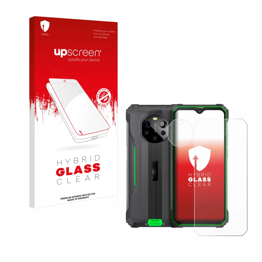 Front side of a product packaging with the brand logo upscreen. Next to it is the device Blackview BL8800 5G (Front+Camera) sh