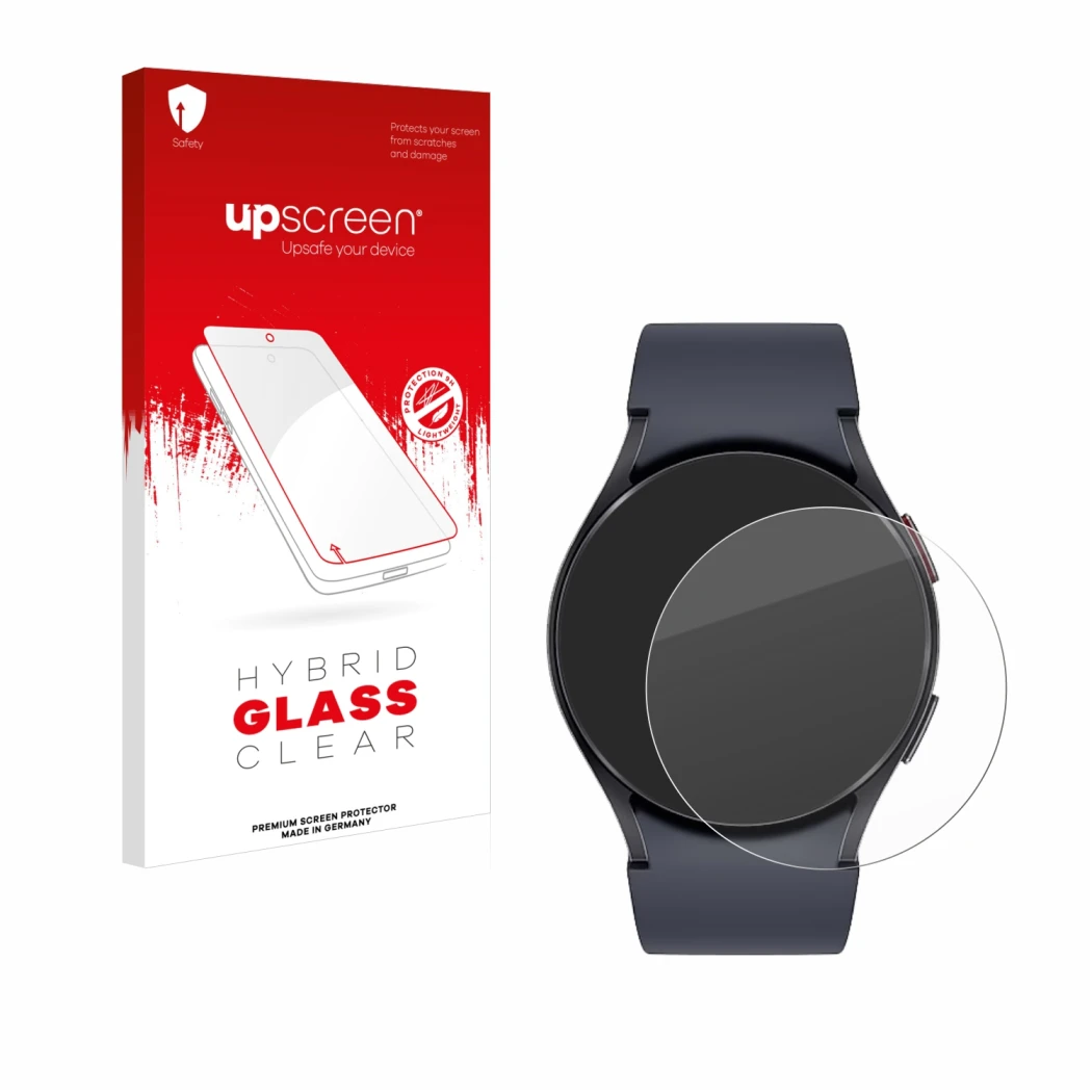 Front side of a product packaging with the brand logo upscreen. Next to it is the device Samsung Galaxy Watch 6 (44 mm) shown 