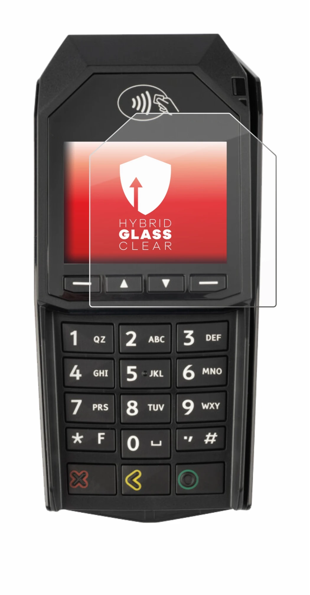 Image of the device ingenico Lane/3000 (non-touch) with a wide variety of screen protectors.