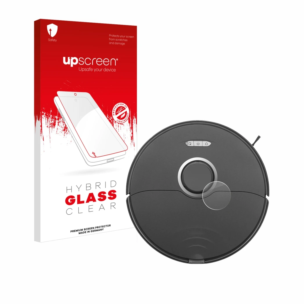 Front side of a product packaging with the brand logo upscreen. Next to it is the device Roborock S8 Lidar Sensor (white model
