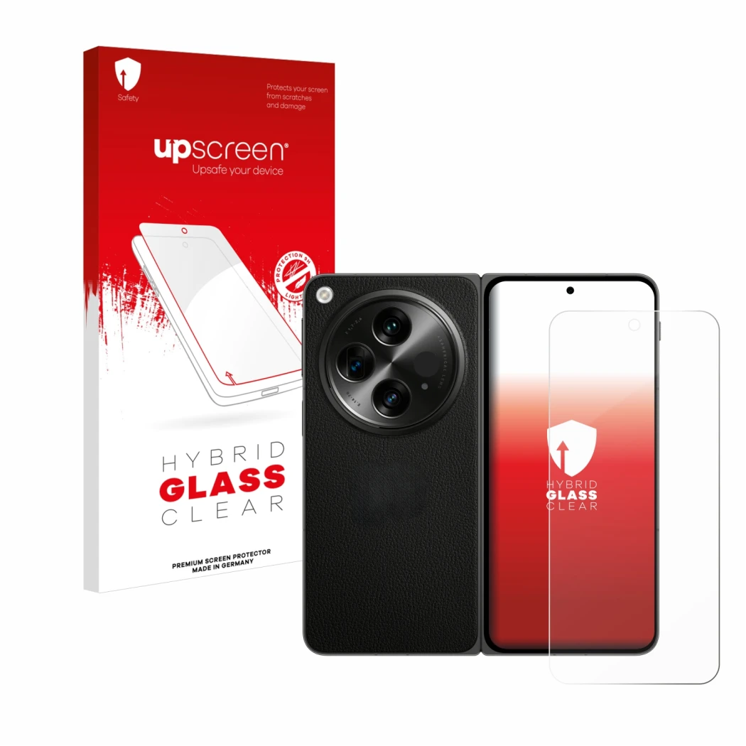 Front side of a product packaging with the brand logo upscreen. Next to it is the device OnePlus Open shown with the correspon