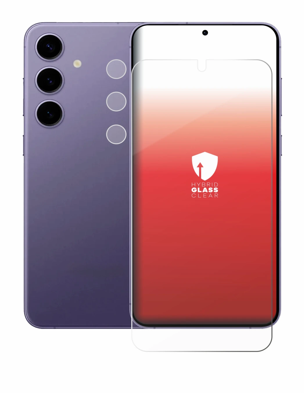 Image of the device Samsung Galaxy S24 Plus (Front+Camera) with a wide variety of screen protectors.