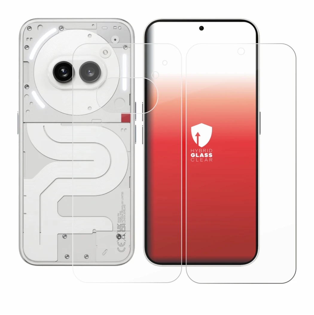 Image of the device Nothing Phone (2a) (Front+Back) with a wide variety of screen protectors.