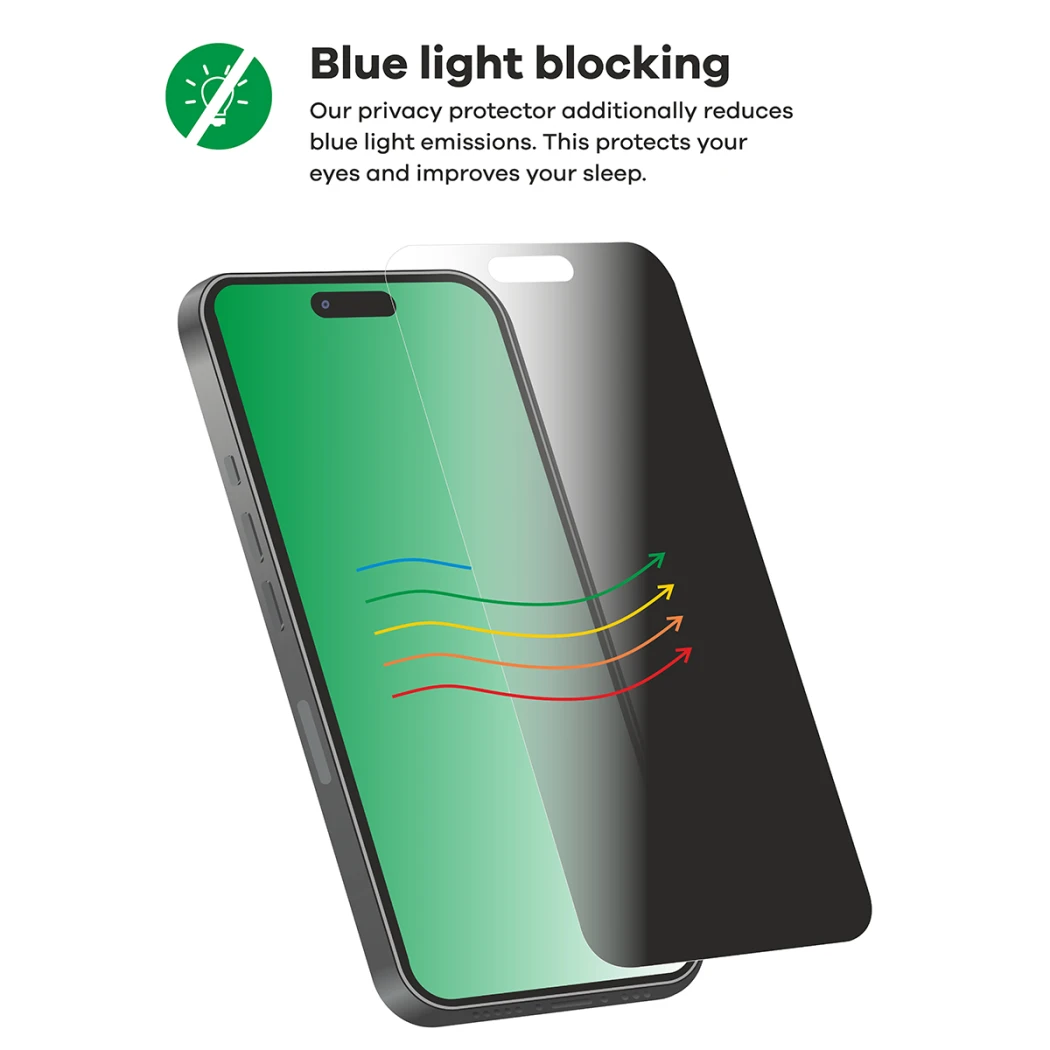 Symbolic image showing that blue light is filtered by the screen protector.