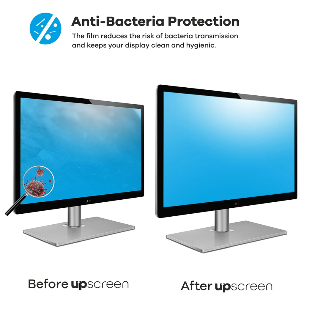 Device with upscreen screen protector: Many bacteria before, clean afterwards – “Anti-Bacteria Protection.”