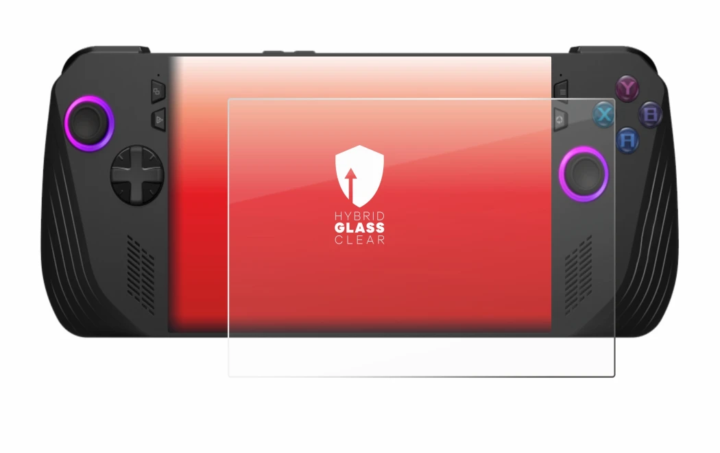 Image of the device ASUS ROG Ally X (2024) with a wide variety of screen protectors.