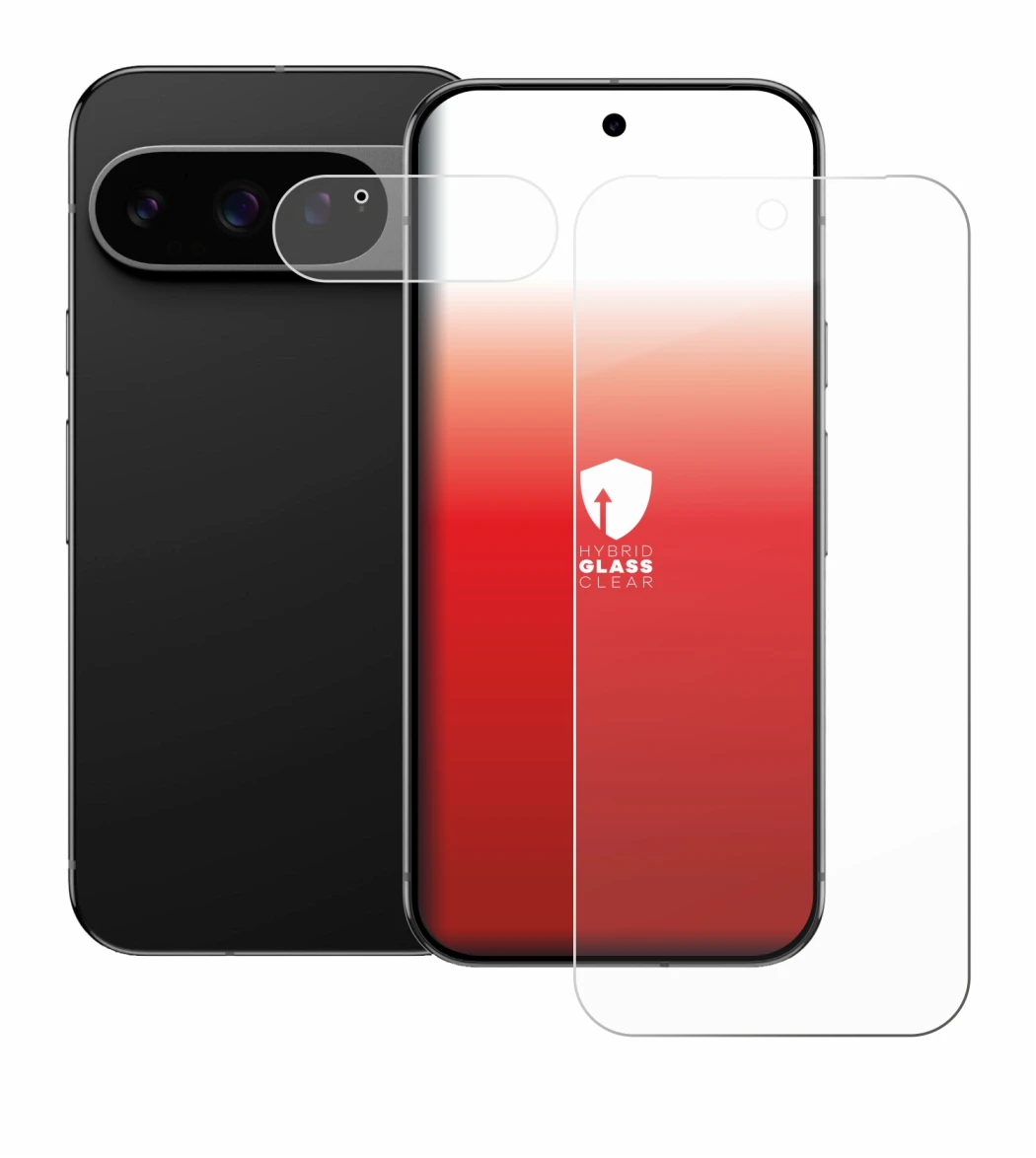 Image of the device Google Pixel 9 Pro (Front+Camera) with a wide variety of screen protectors.
