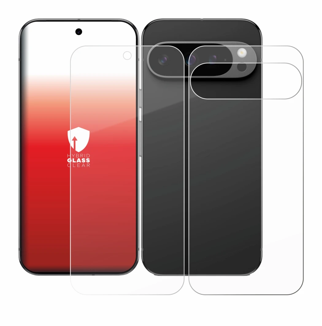 Image of the device Google Pixel 9 Pro XL (Front+Back) with a wide variety of screen protectors.