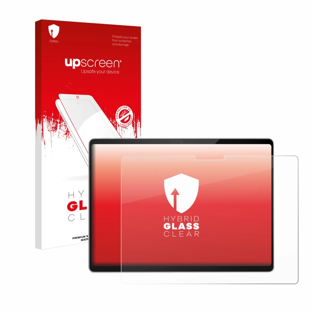 Front side of a product packaging with the brand logo upscreen. Next to it is the device Microsoft Surface Pro 11 shown with t